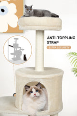 Multi Level 58in Cat Tree for Indoor Cats and Kittens Car Tower with 2 Condos