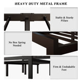 Full Size Metal Platform Bed Frame with Upholstered Headboard, Upgraded Heavy Duty Bed Frame