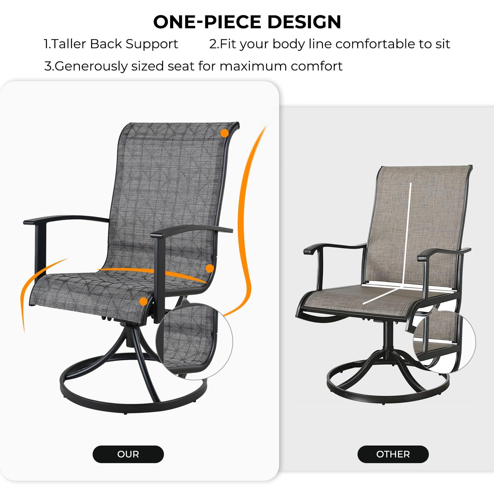 Outdoor Swivel Rocking Patio Dining Chairs Set of 2