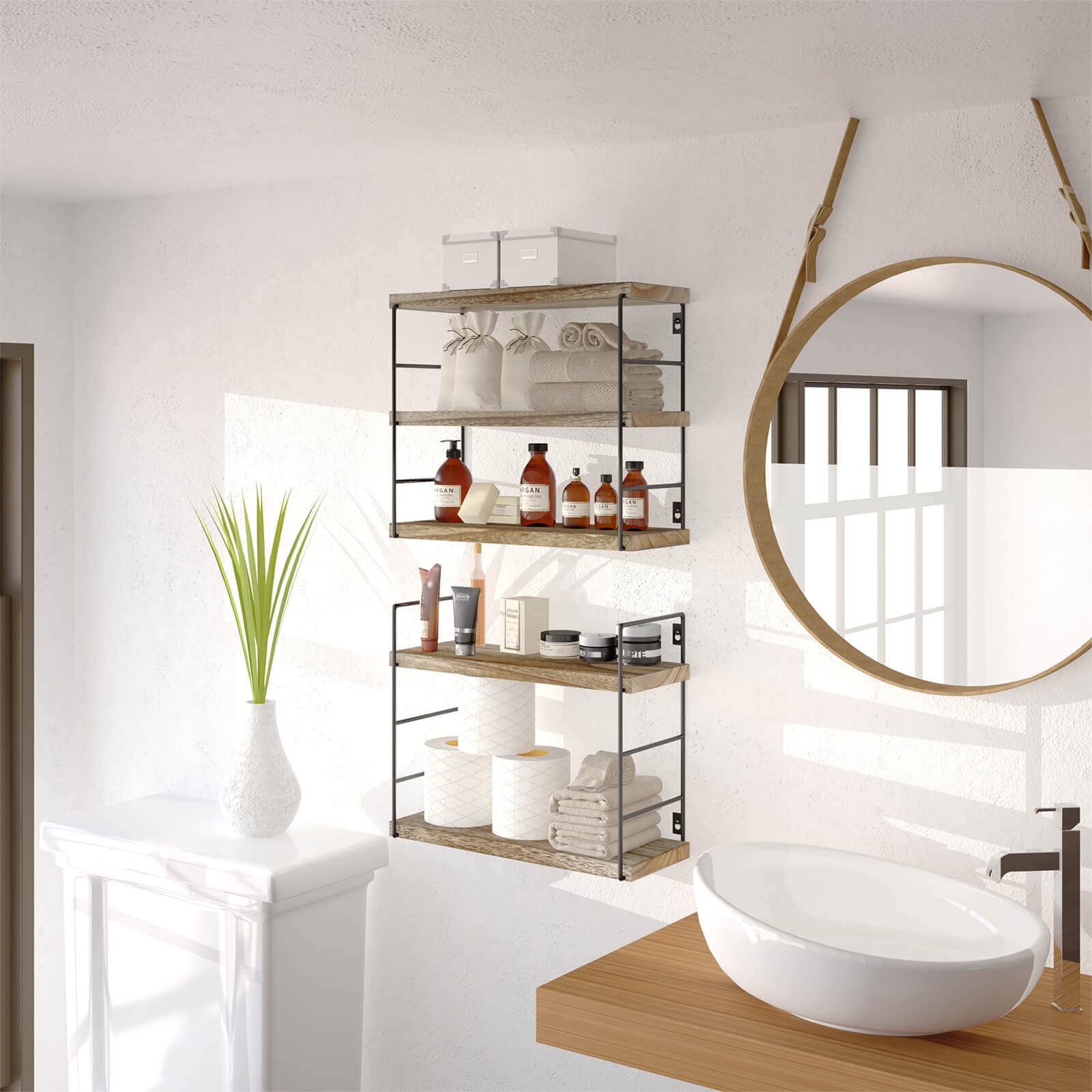 Floating Shelves Wall Mounted, Adjustable Storage Rack for Office, Bathroom, Living Room
