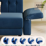 Velvet Convertible Futon Sofa Bed Memory Foam Futon Couch Sleeper Sofa Blue