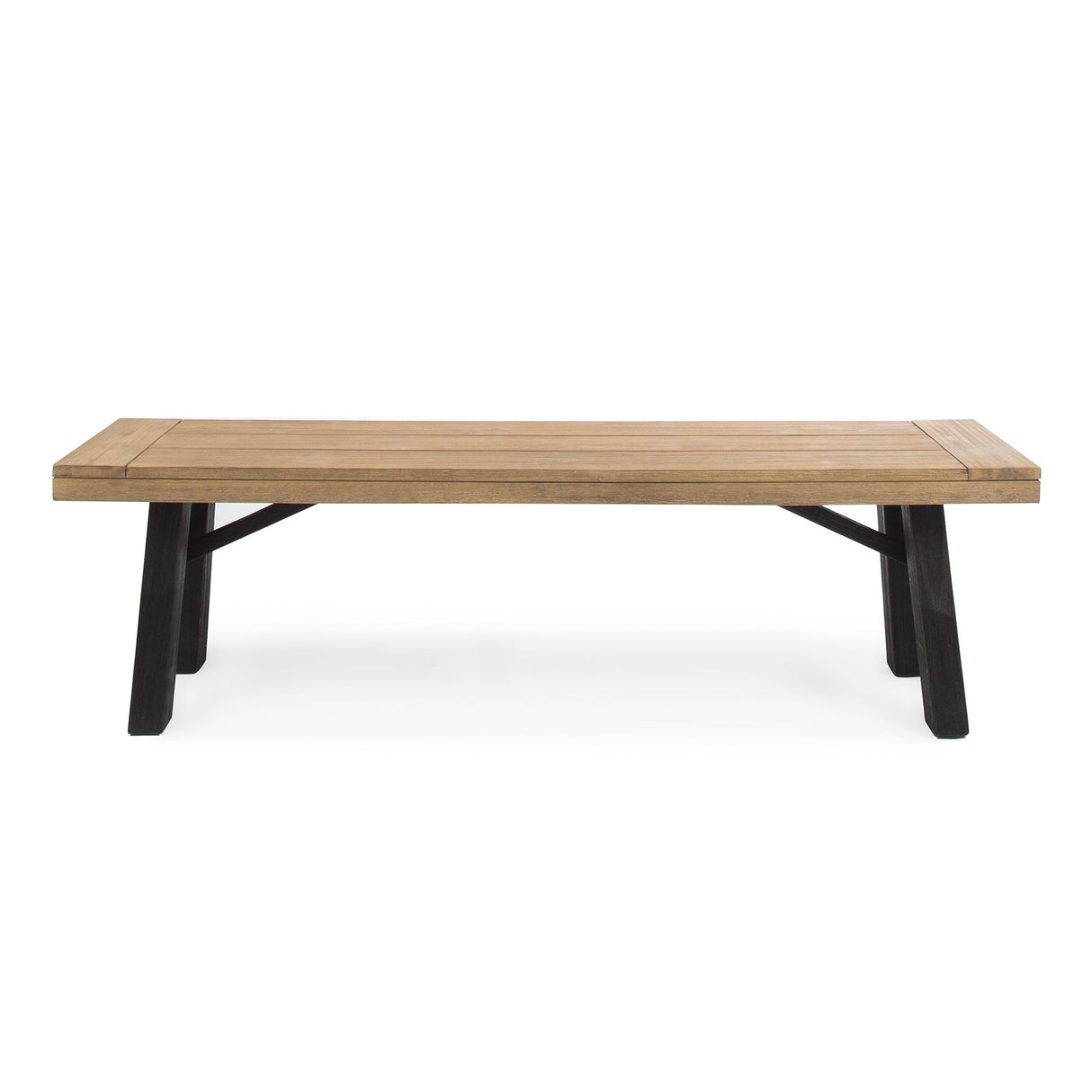 Bettina Outdoor Acacia Wood Dining Bench with Brushed Mahogany Legs