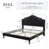 Full Size Bed Frame with Adjustable Velvet Tiara Headboard