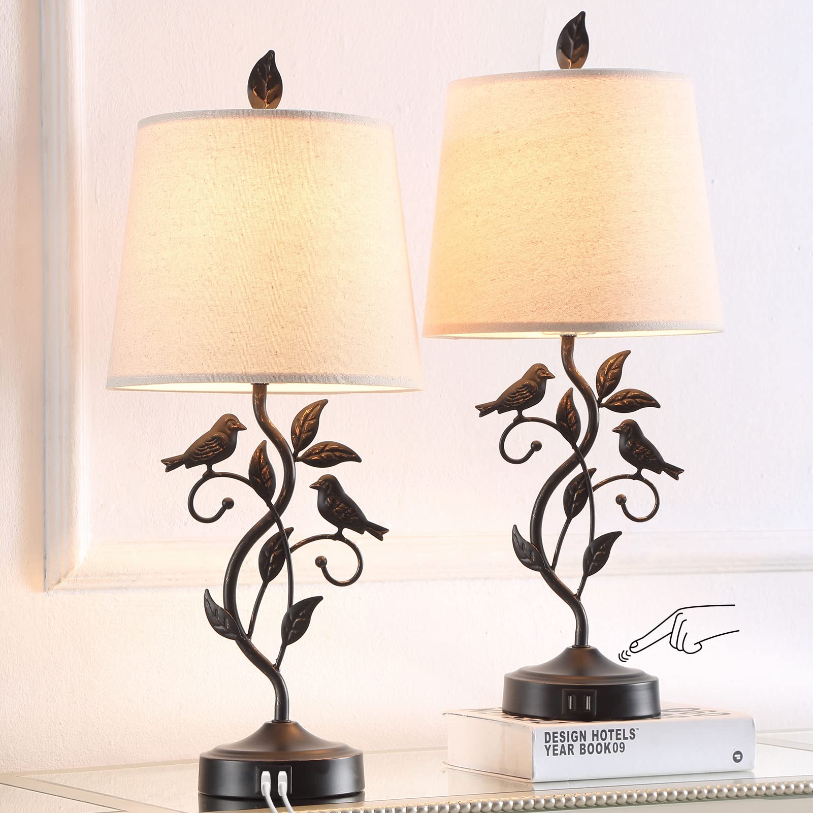 Set of 2 Touch Control Living Room Table Lamps