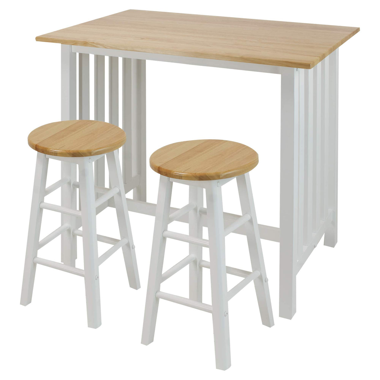 3-Piece Breakfast Set with Solid American Hardwood Top, White