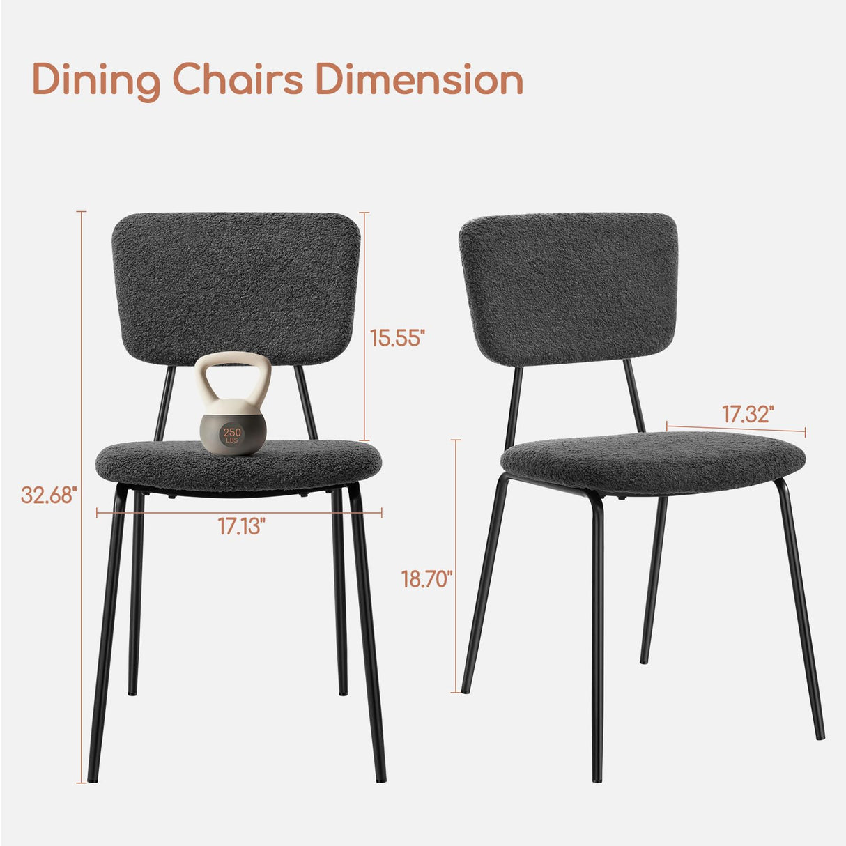 Dining Room Chairs Set of 4 - Modern Boucle Kitchen Chairs