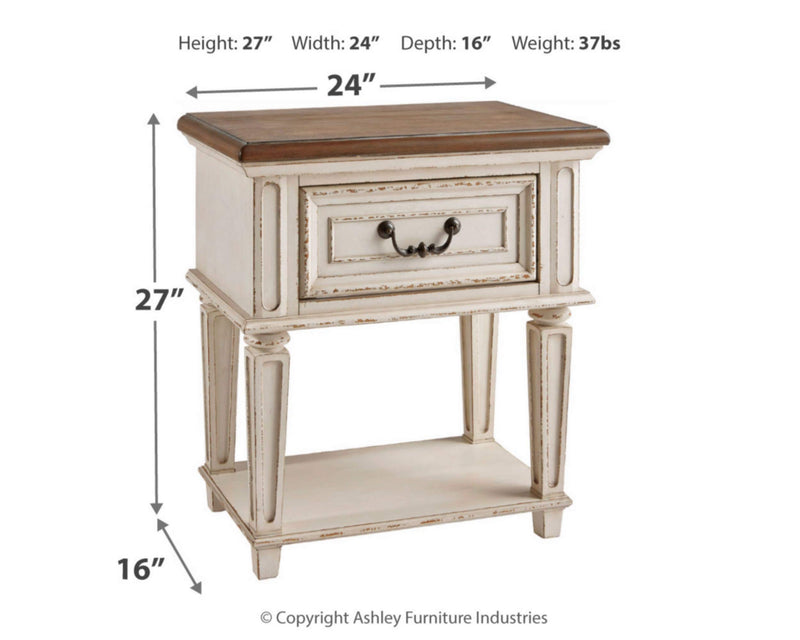 Realyn Nightstand, 1 Drawer, Chipped White