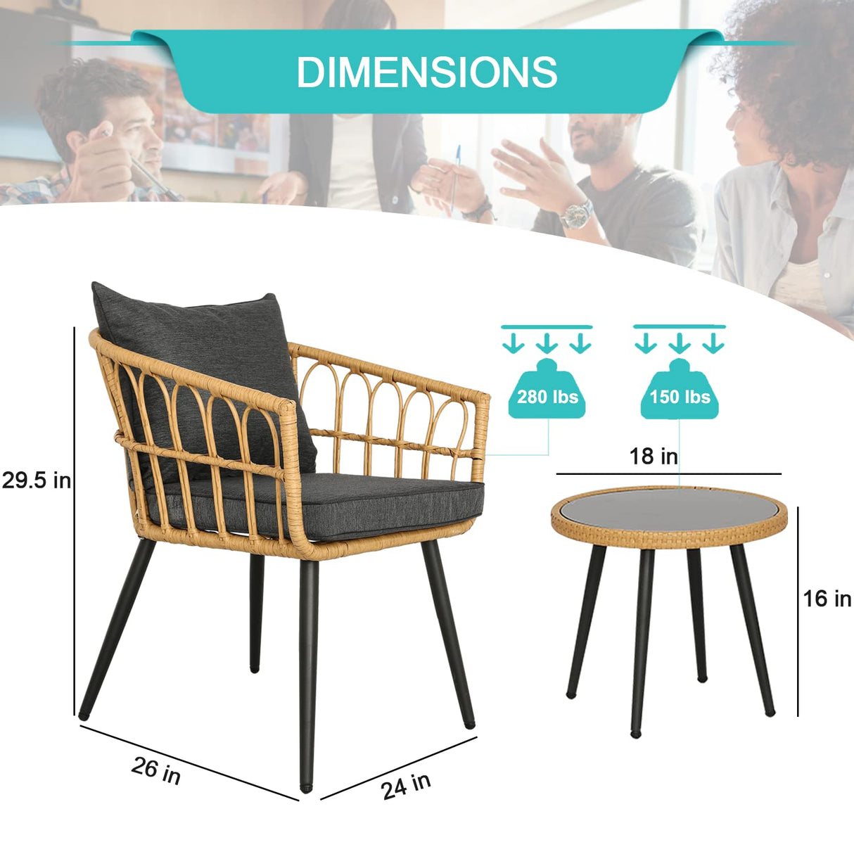 3 Pieces Outdoor Furniture Resin Patio Set Bistro Set Outdoor Conversation Set