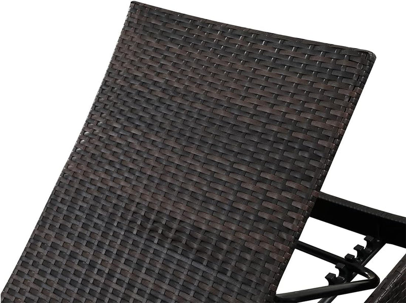 79'' Long Reclining Chaise Lounge Set (Set of 2), Outdoor Wicker Reclining Lounge Chair