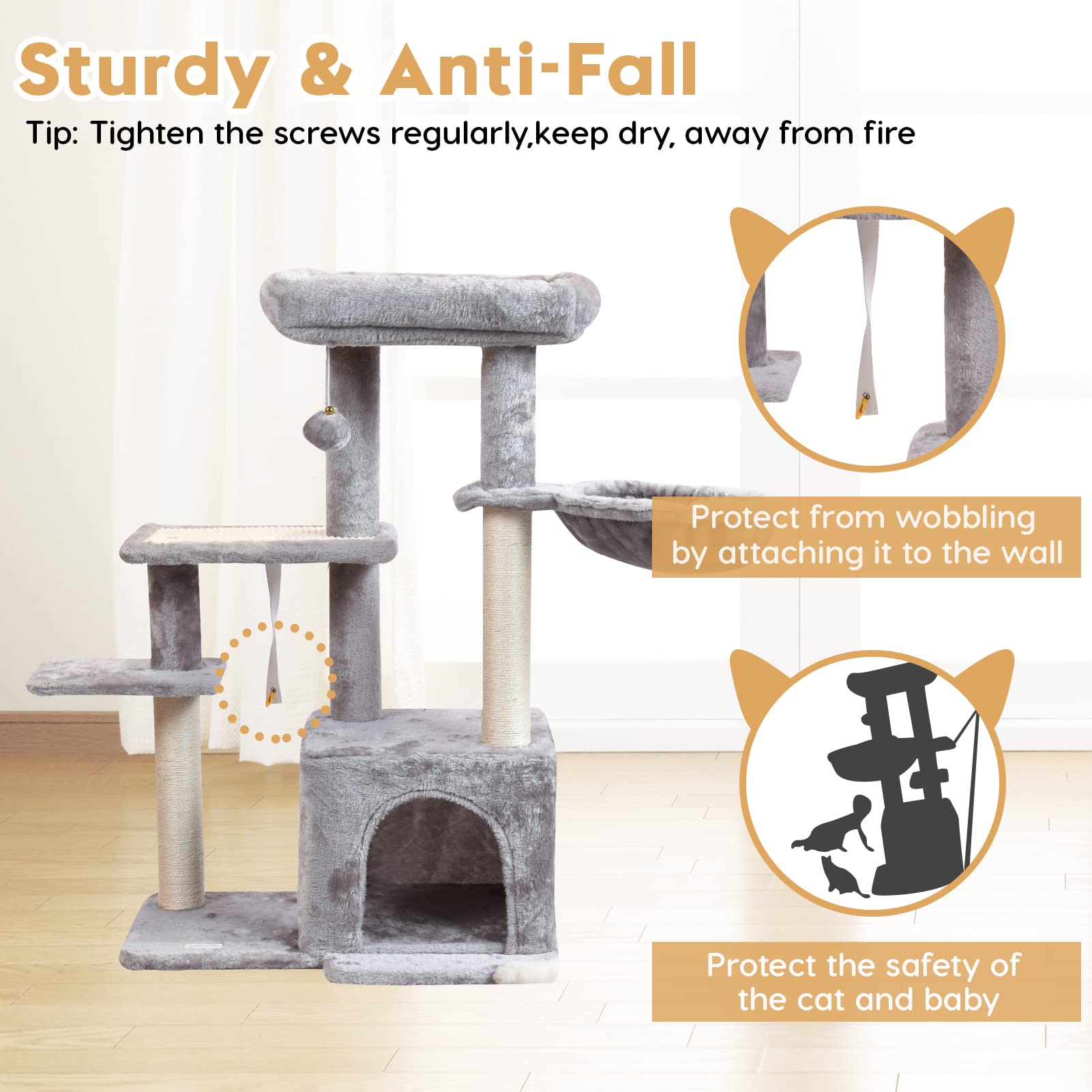 Cat Tree, Cat Tower with Sisal Scratching Post for Indoor Cats