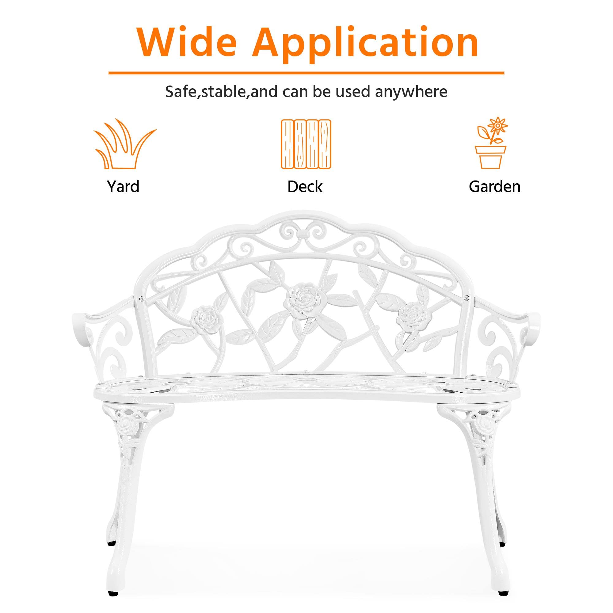 Patio Garden Bench Park Bench Outdoor Benches, Aluminium Patio Yard Bench