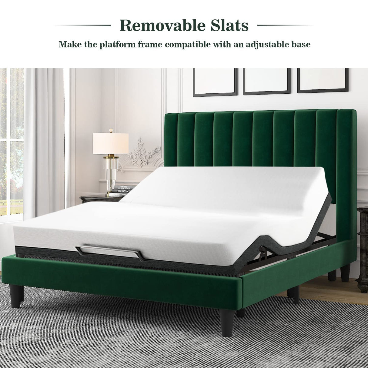 Queen Bed Frame/Velvet Upholstered Bed Frame