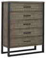 Brennagan Modern Vintage 5 Drawer Chest of Drawers, Grayish Brown