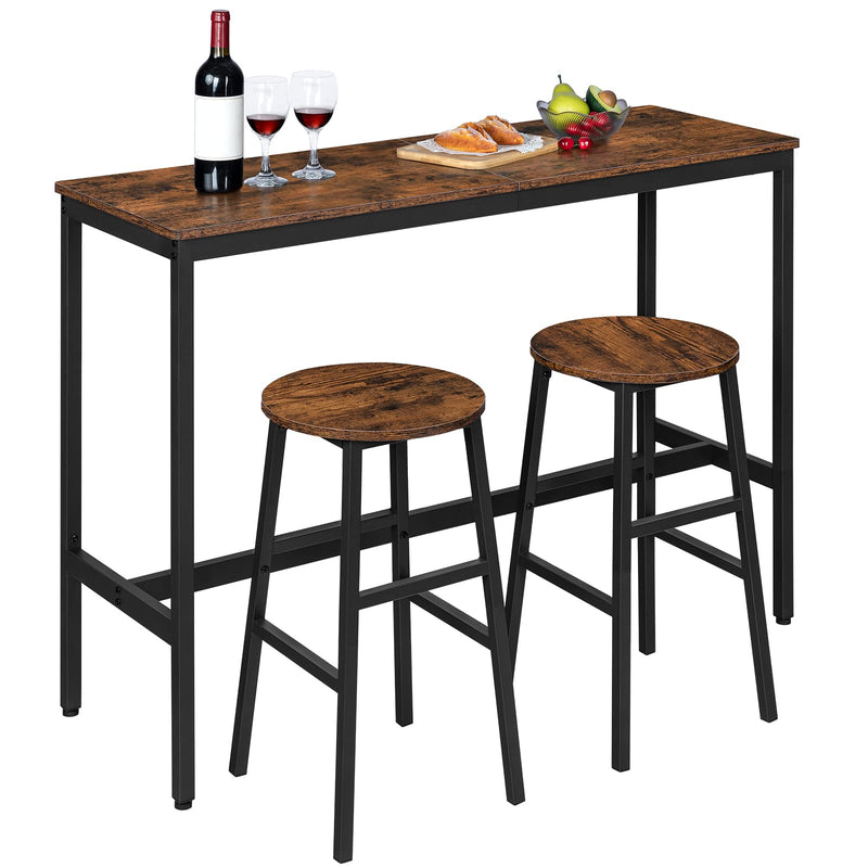 Narrow Bar Table, 47.2-Inch Rectangular Pub Table with Sturdy Metal Frame