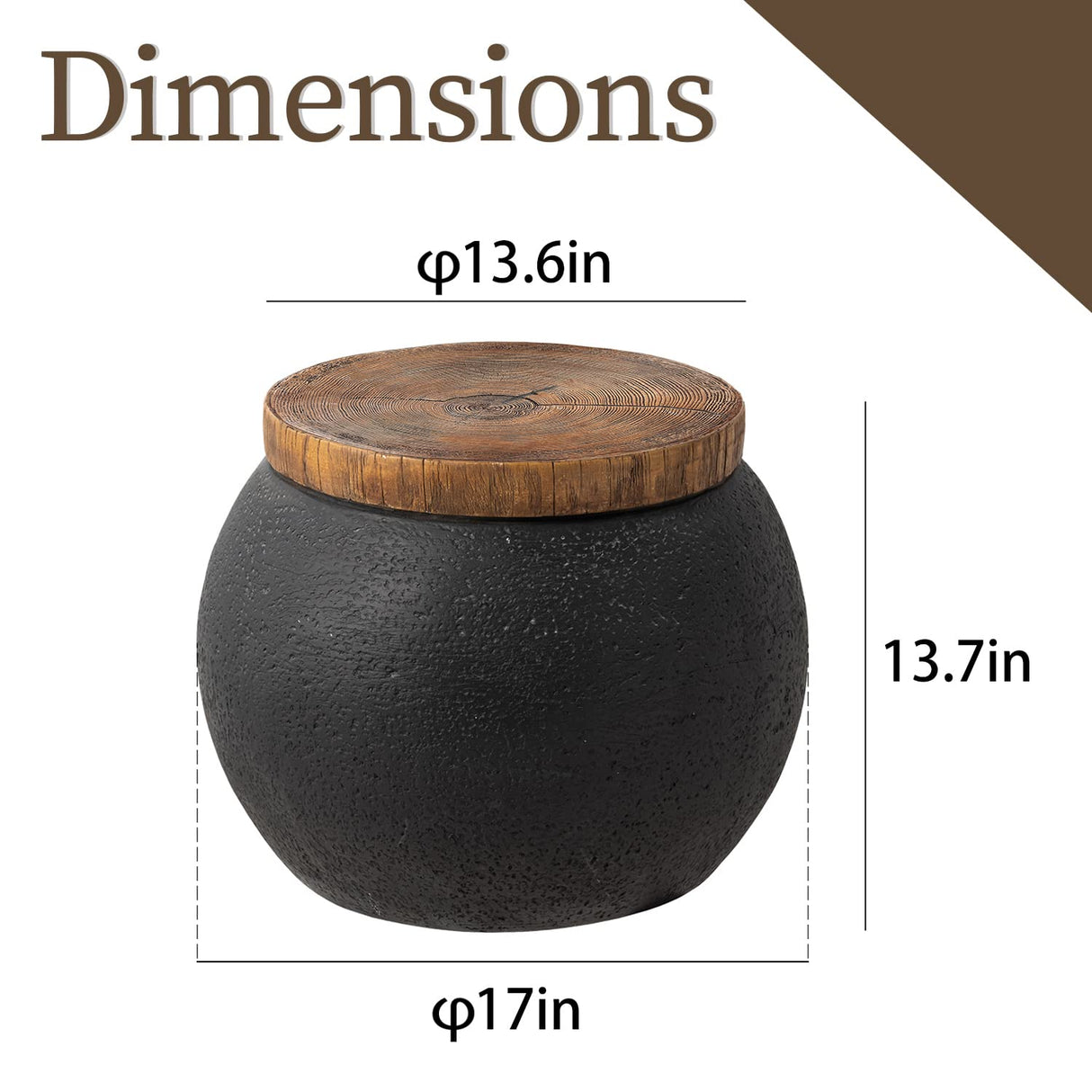 Outdoor Side Table,Black Drum Outdoor End Tables