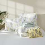 Textured Design Sage Green and Yellow Leaves Printed Comforter