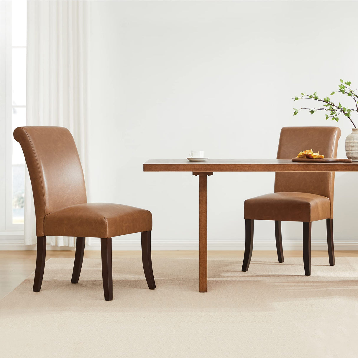 Upholstered Kitchen & Dining Room Chairs with High Back, Faux Leather Dining Chairs