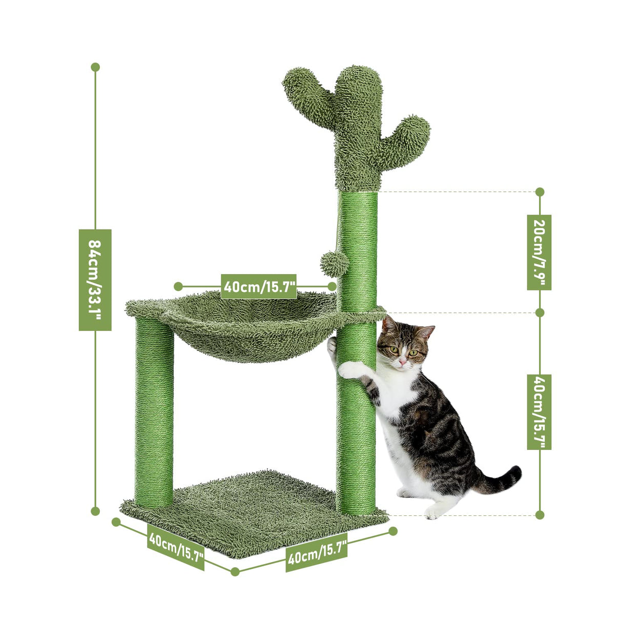 Cactus Cat Tree, 33 Inchs Cat Tower with Large Soft