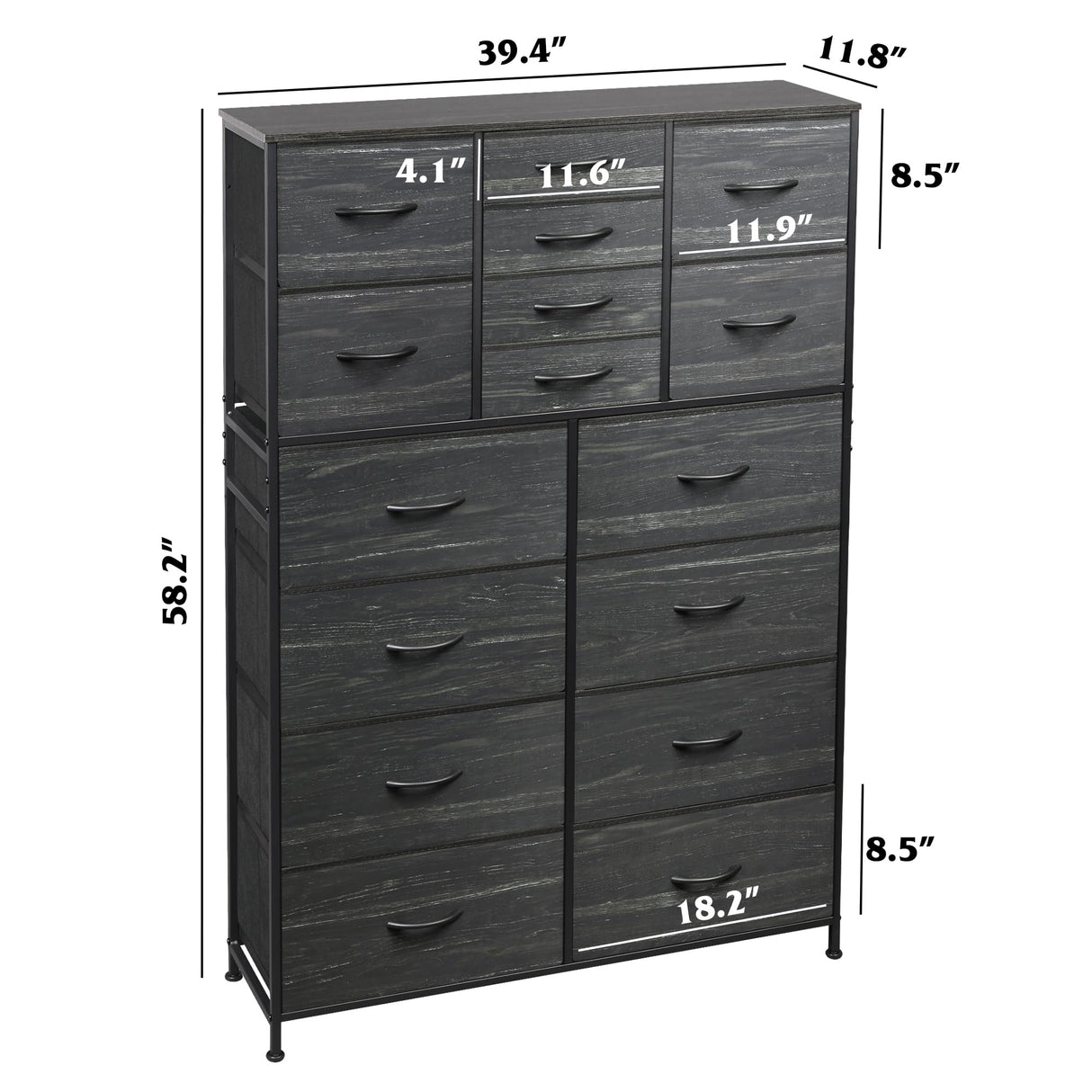 16 Drawers Dresser, Tall Dresser for Bedroom, Closet, Hallway