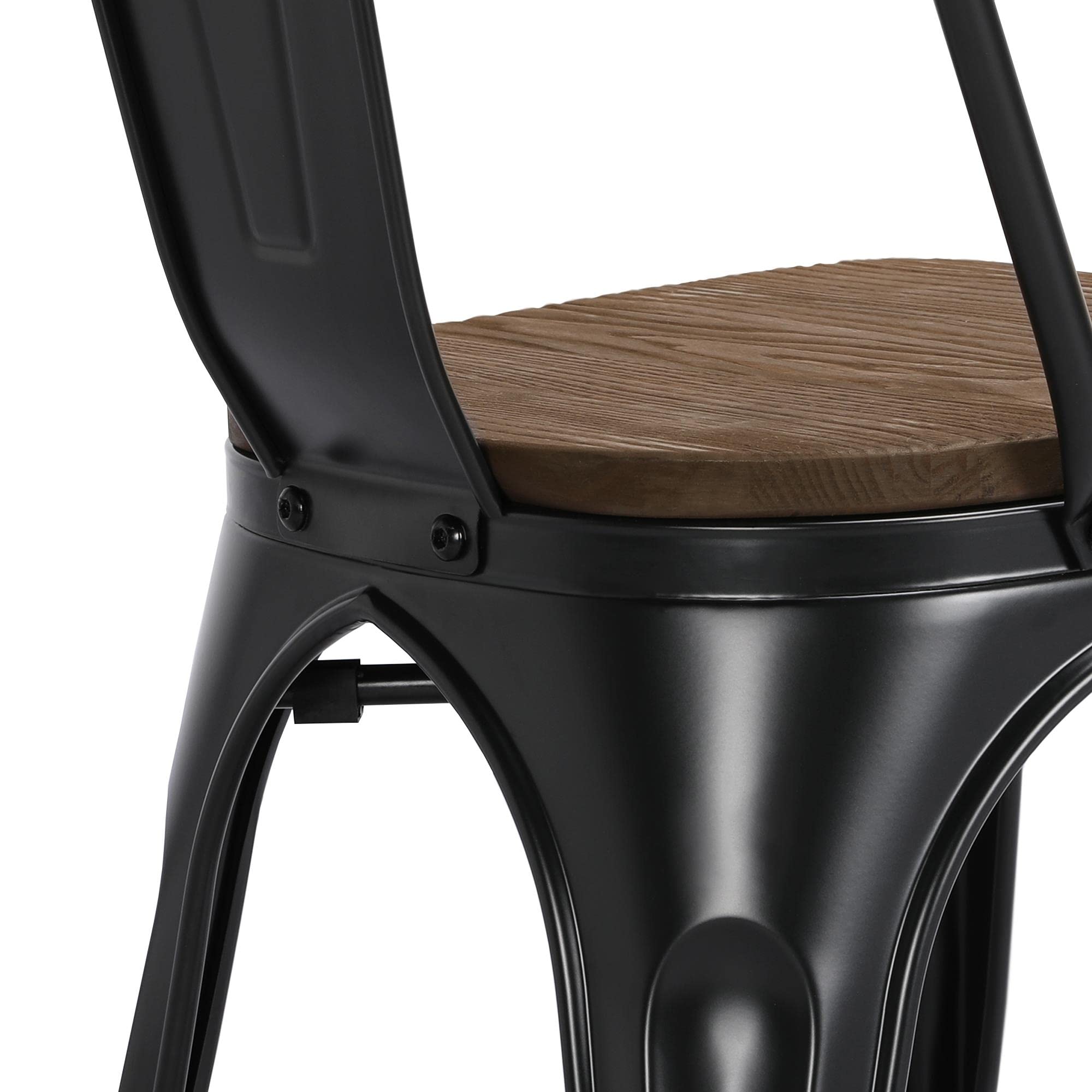 18 Inch Classic Iron Metal Dining Chair with Wood Top/Seat