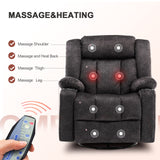 Recliner Chair Massage Rocker with Heated 360 Degree Swivel Lazy Boy Recliner Single Sofa Seat