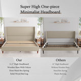 Queen Bed Frame Upholstered Bed 51.2" High Platform Bed with Wingback Headboard