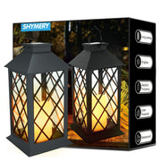 Solar Lanterns Outdoor Waterproof, 14 Inch Outdoor Lanterns with LED Flickering Flameless Candles