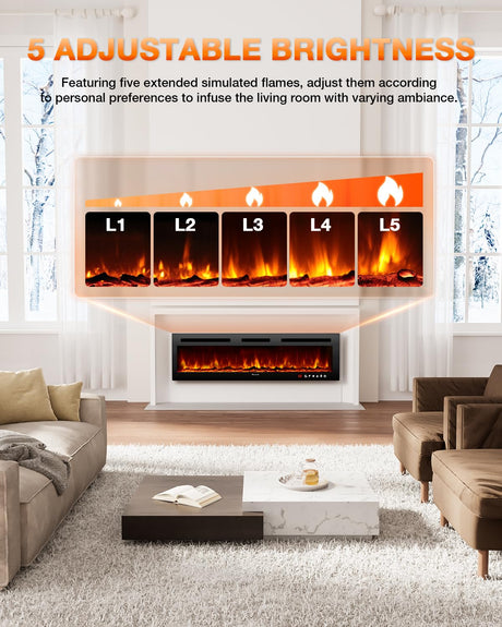 Realistic Flame Electric Fireplace Heater  Log Set/Crystal Flames