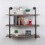 Industrial Floating Shelves Wall Mount,36in Rustic Pipe Wall Shelf,3-Tiers Wall Mount Bookshelf