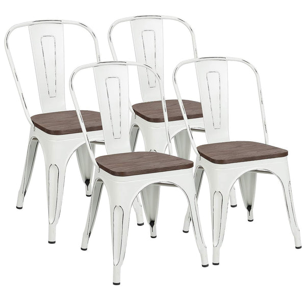 Metal Dining Chairs with Wood Seat