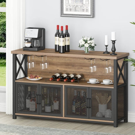 Wine Bar Cabinet, Industrial Sideboard Buffet Cabinet, Coffee Bar Cabinet