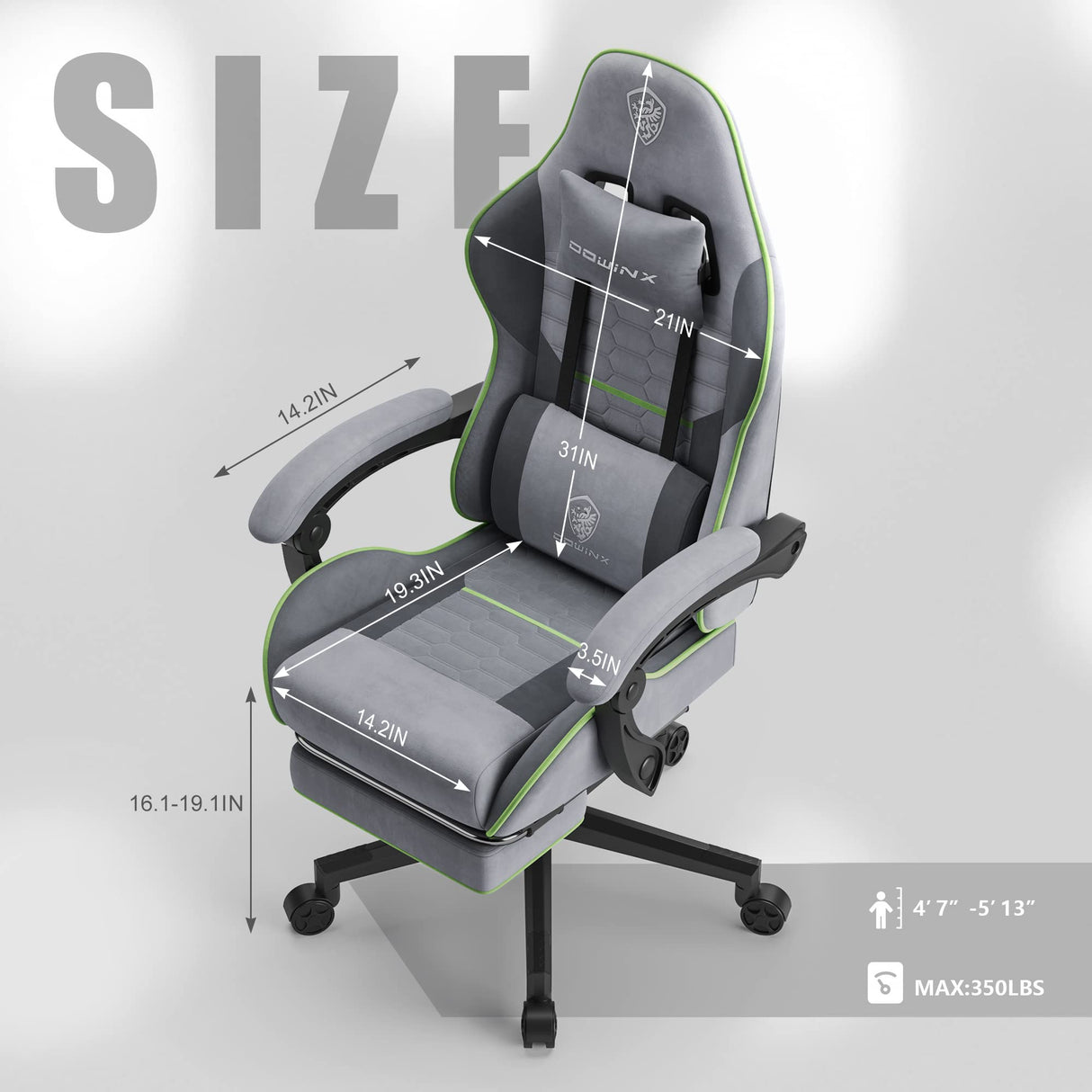 Gaming Chair Fabric with Pocket Spring Cushion, Massage Game Chair Cloth