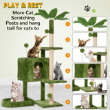 Cat Tree Cat Tower for Indoor Cats with Green Leaves