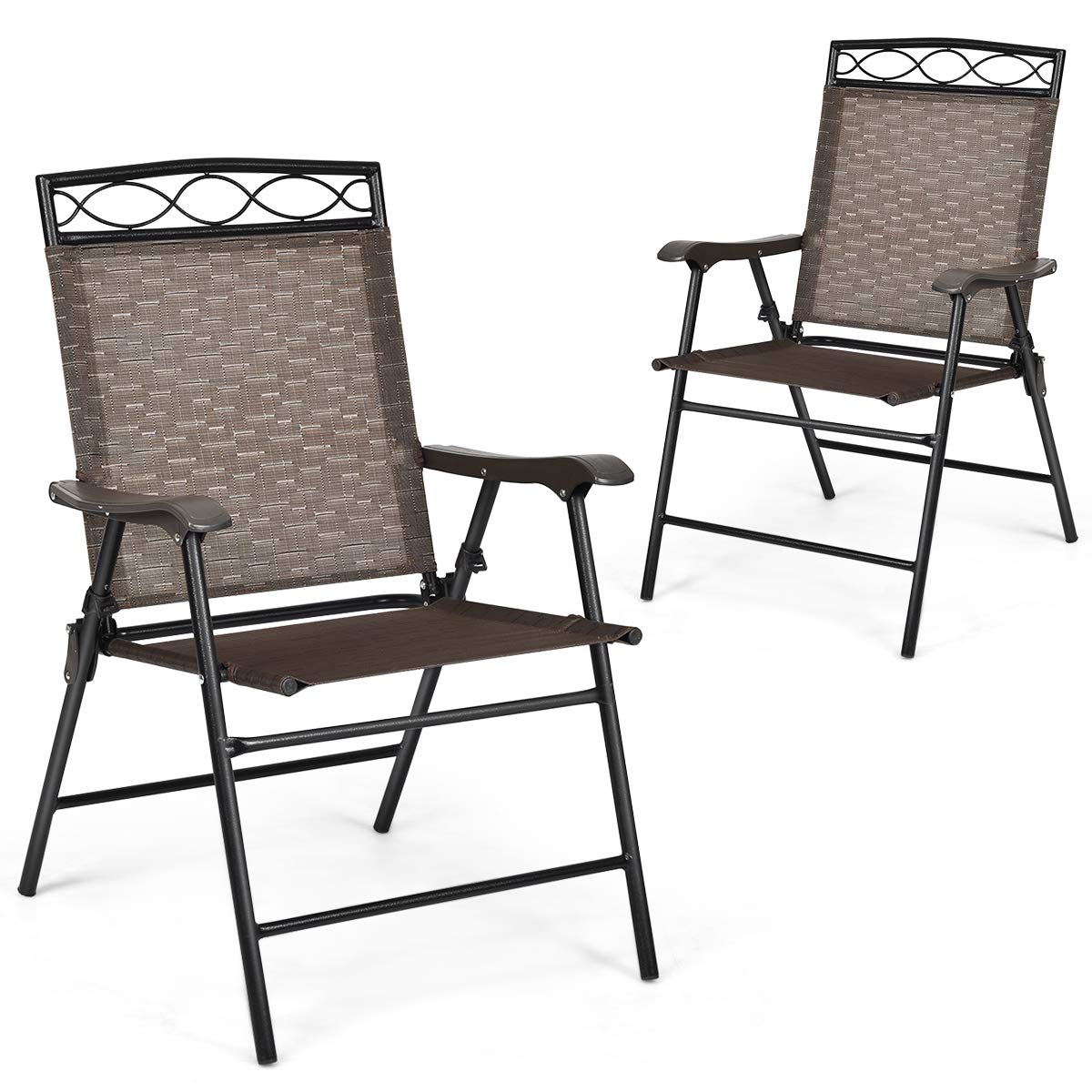 Set of 2 Patio Chairs, Outdoor Folding Lawn Chairs for Beach