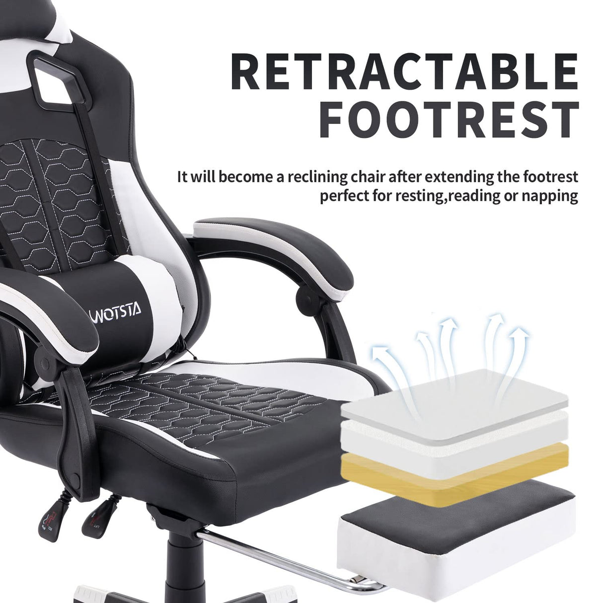 Ergonomic PC Gaming Chair with Footrest Comfortable Headrest