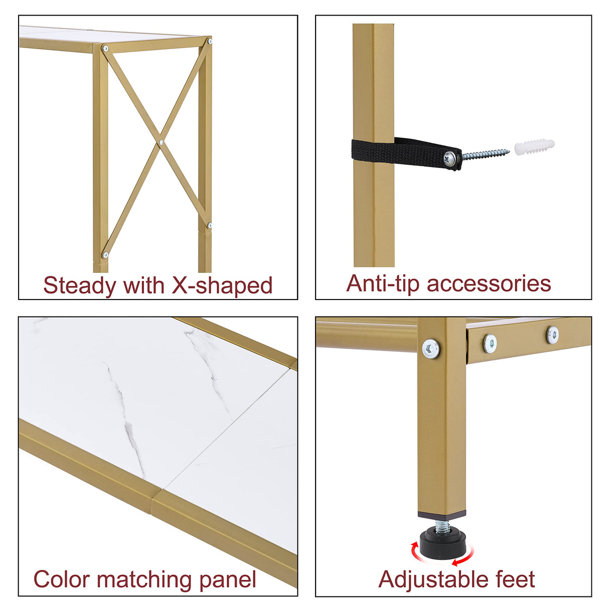 Console Table, entryway Table, Narrow Sofa Table with Shelves