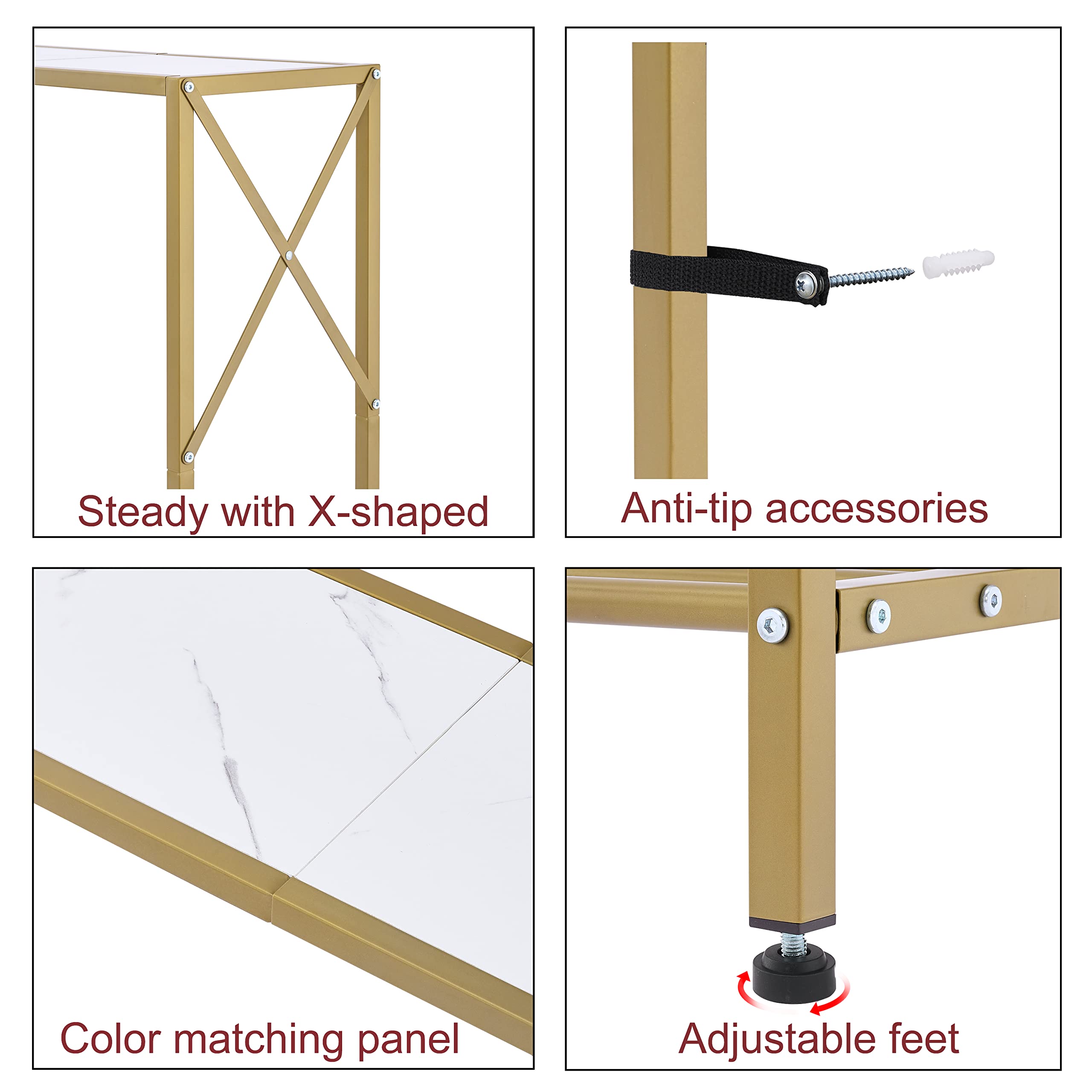 Console Table, entryway Table, Narrow Sofa Table with Shelves