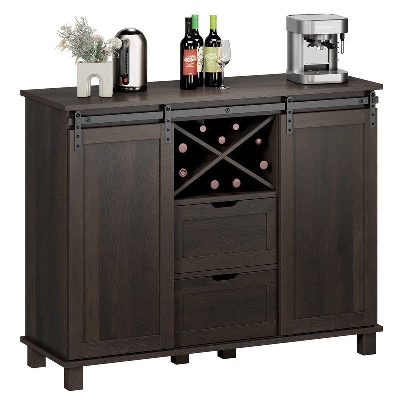 Farmhouse Buffet Sideboard Cabinet, Coffee Bar Cabinet with 2 Drawers and Adjustable Shelves