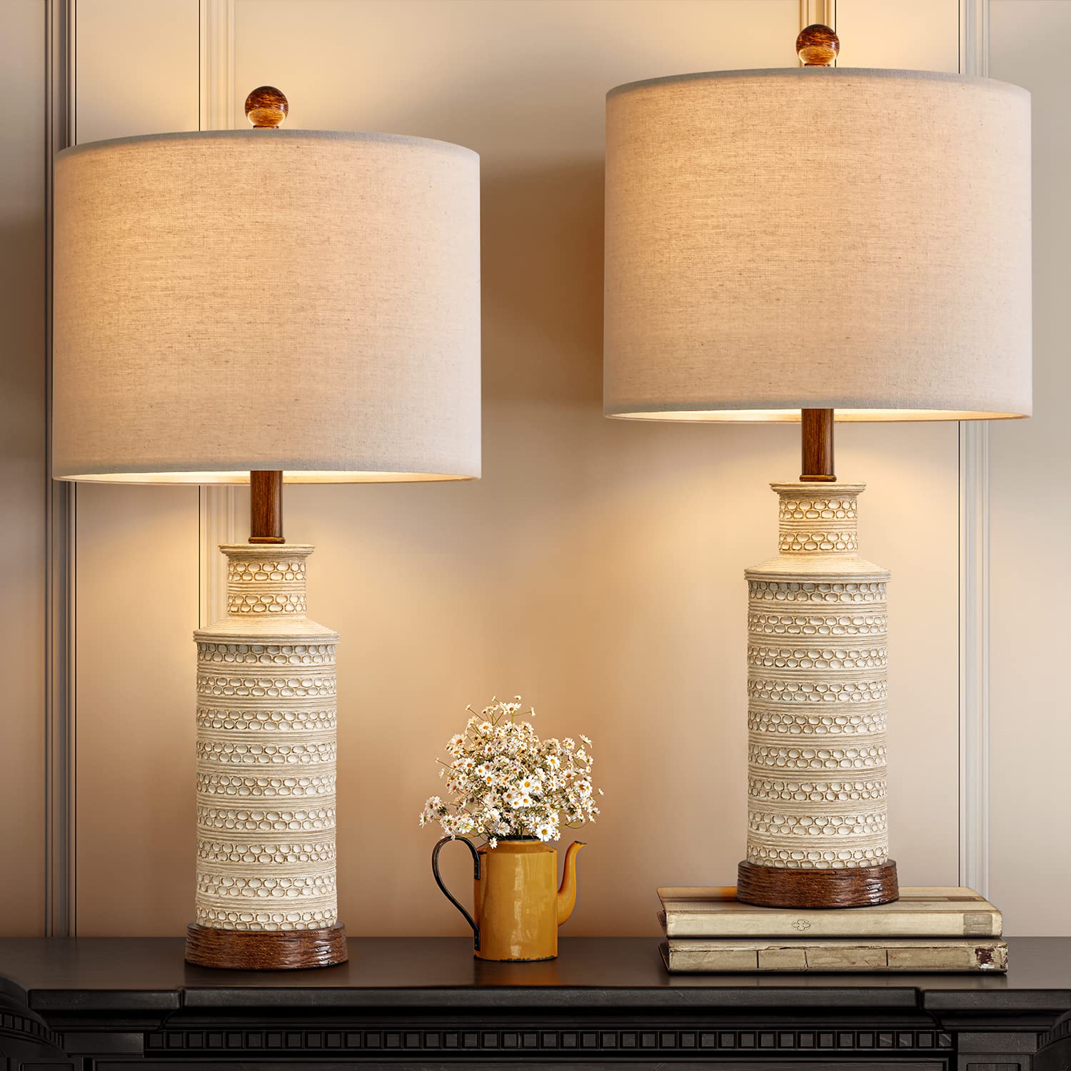 24'' Farmhouse Table Lamp Set of 2 for Bedroom Living Room