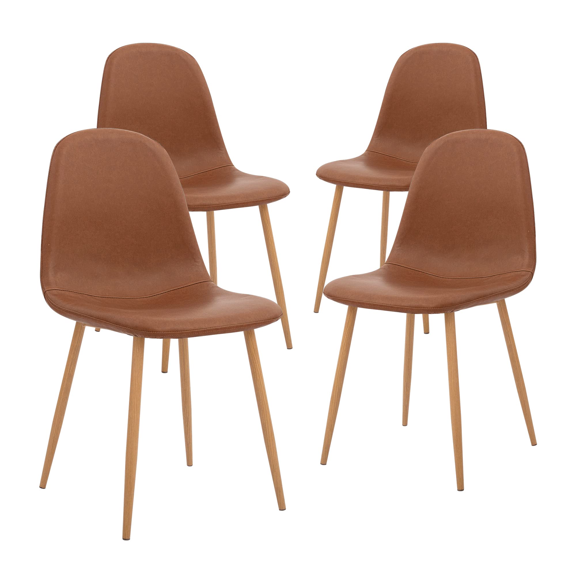 Washable PU Cushion Seat Back, Mid Century Metal Legs for Kitchen