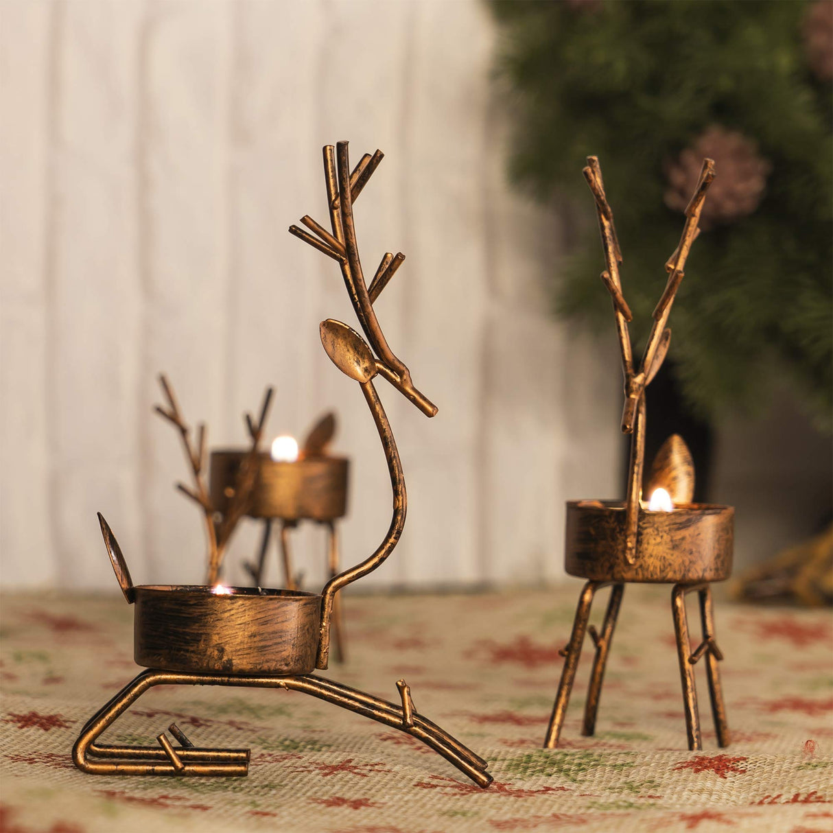 Reindeer Tea Light Candle Holders 6 Pack Iron Christmas