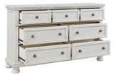 Robbinsdale Traditional 7 Drawer Dresser, Antique White