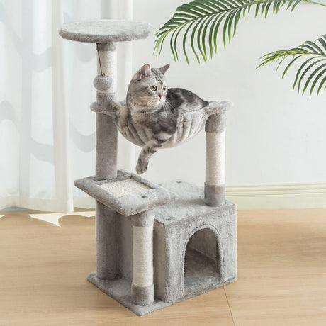 Cat Tree, Small Cat Condo Tower with Hammoc