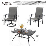 Outdoor Dining Table with Umbrella Hole and 6 Patio