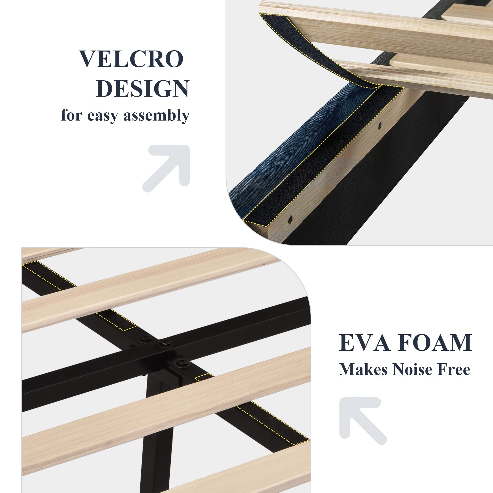 Full Size Platform Bed Frame with Fabric Upholstered Headboard
