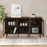 Rattan Sideboard Buffet Cabinet with 3 Doors & Shelves