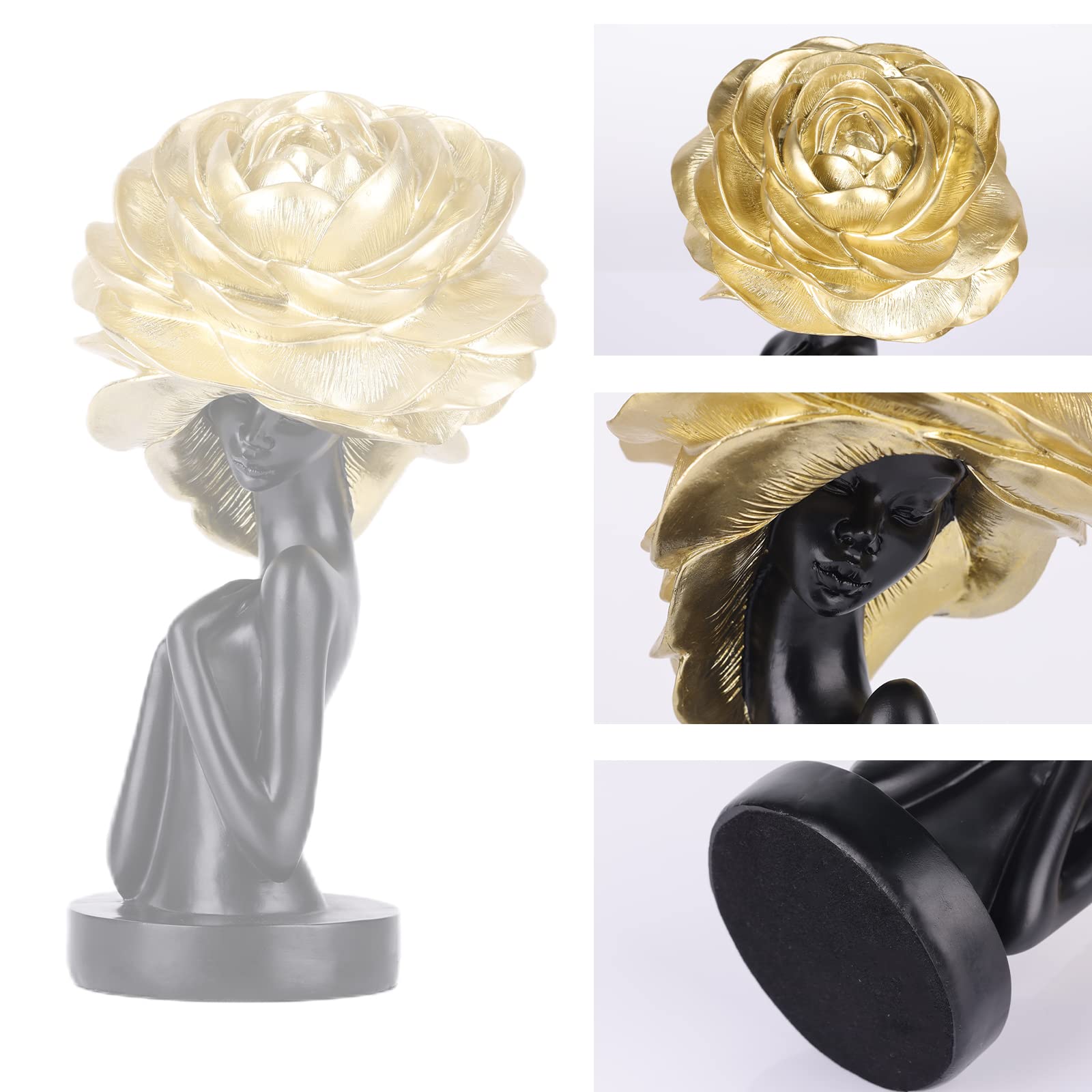 Black and Gold African Statues and Sculptures, African-American Women Busts