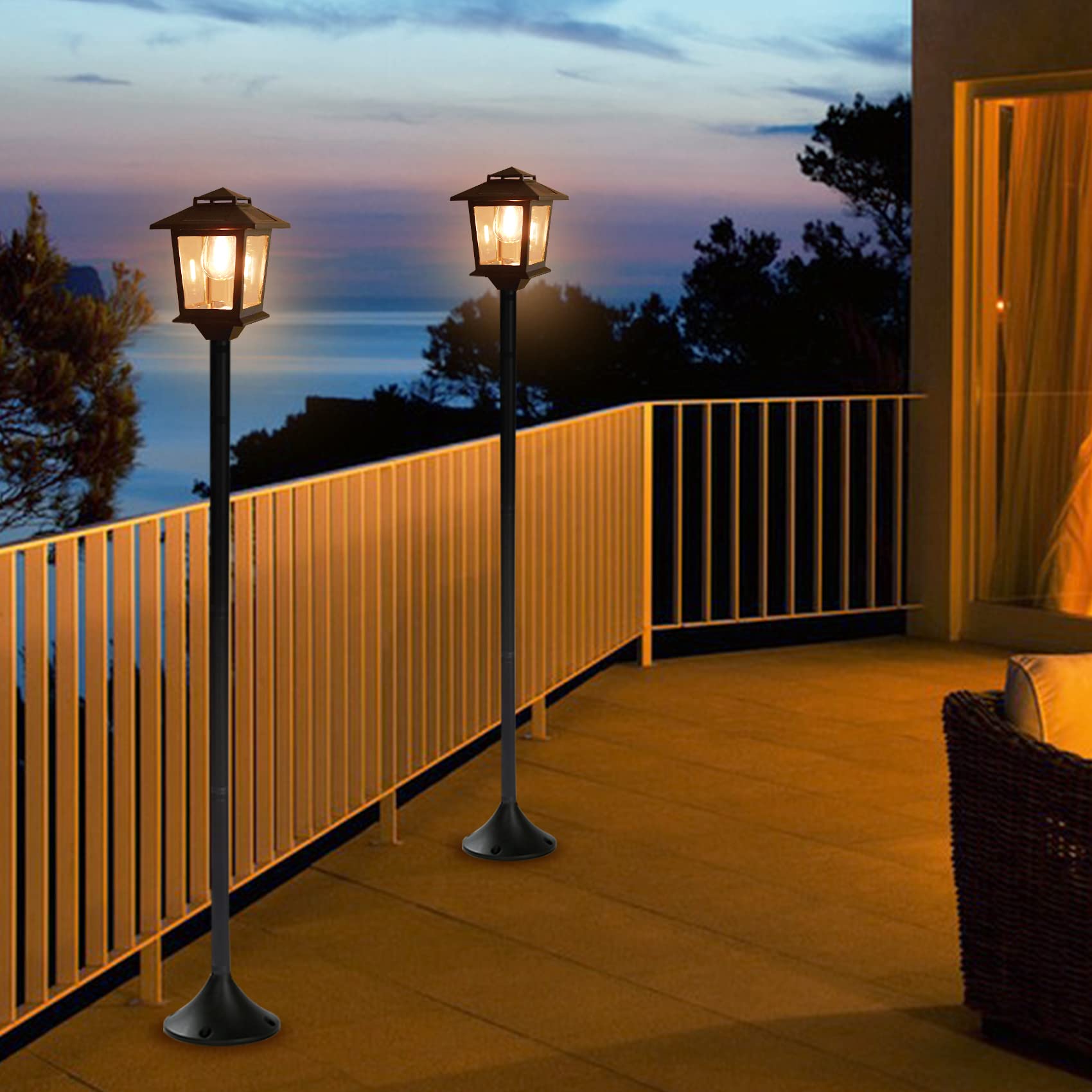 63" Solar Lamp Lights Outdoor 2 Pack  Floor Lamp,Powered Lights