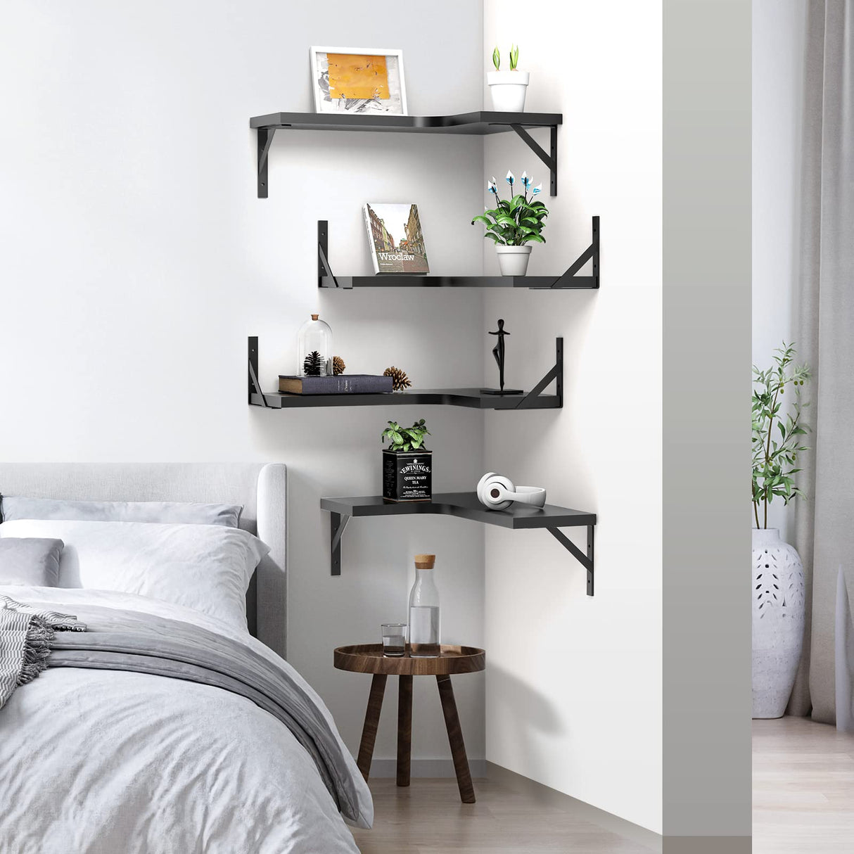 Floating Corner Shelves for Wall Décor Storage