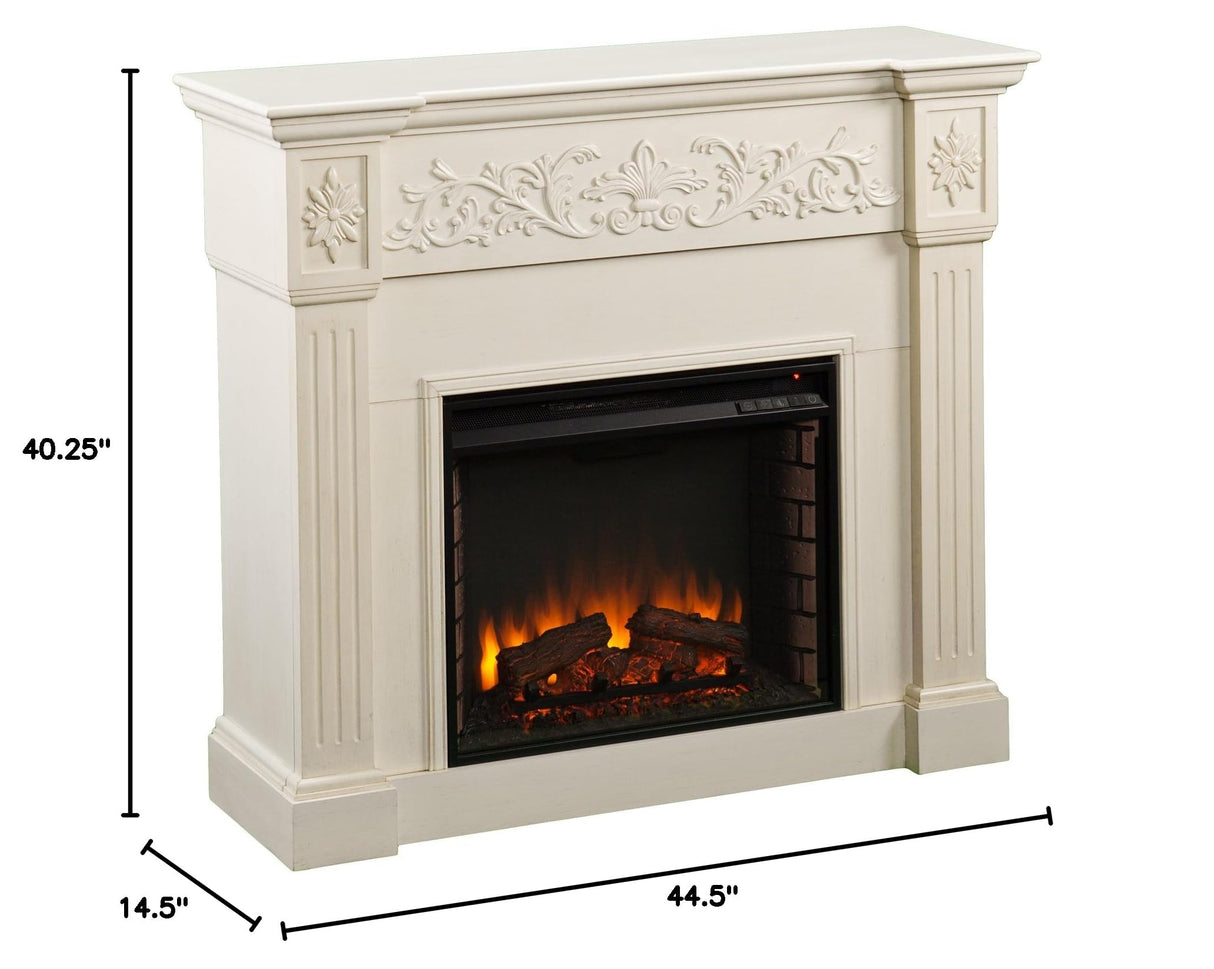 Calvert Electric Carved Floral Trim Fireplace